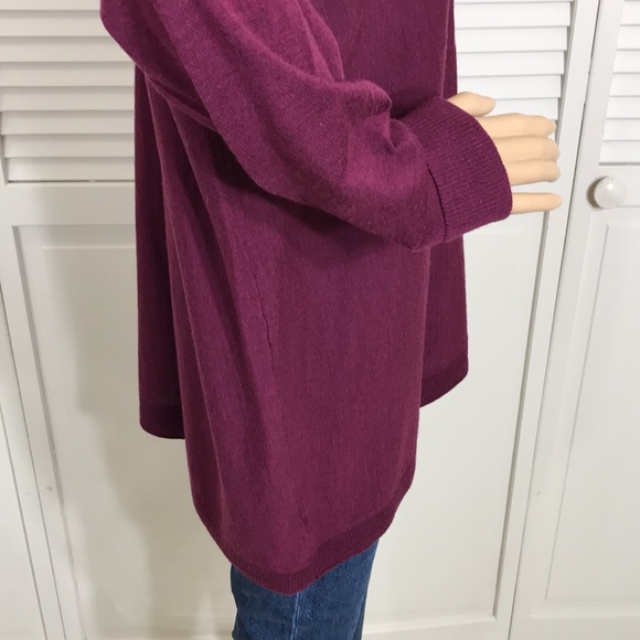 Eileen Fisher Purple Merino Wool Asymmetric Turtleneck Large - Picture 7 of 13